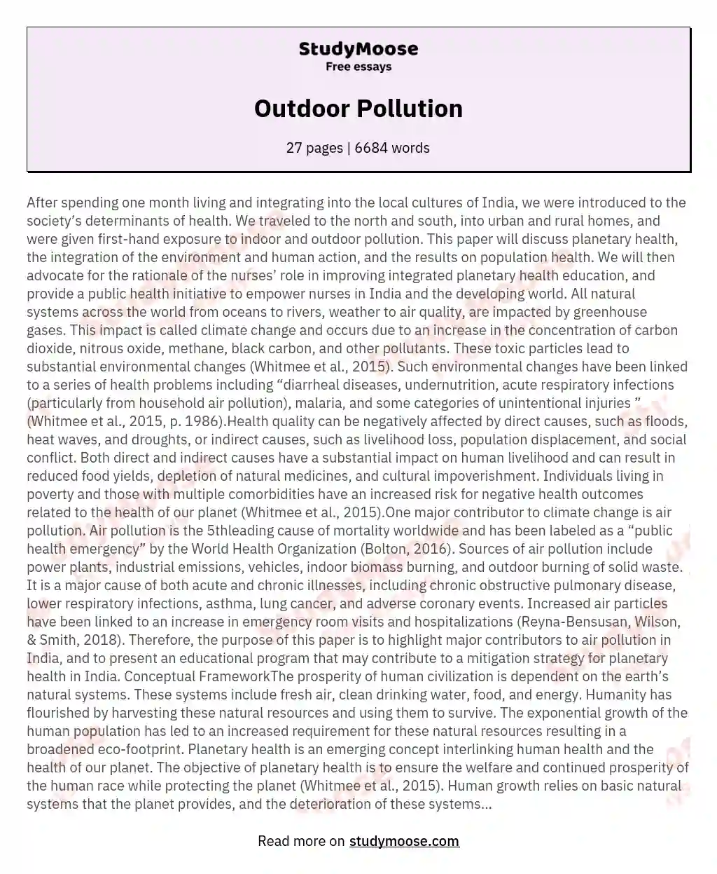 Outdoor Pollution essay