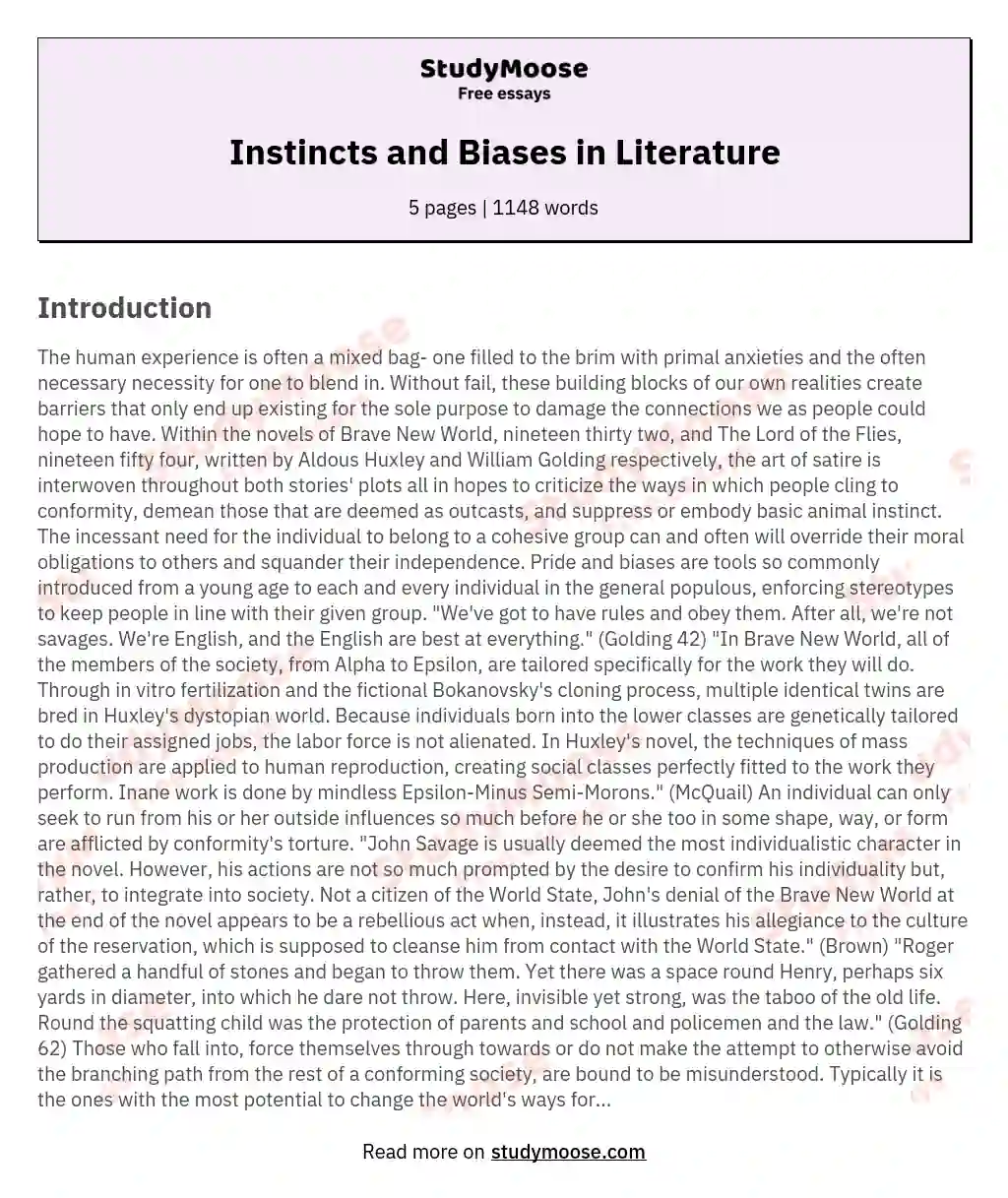Instincts and Biases in Literature