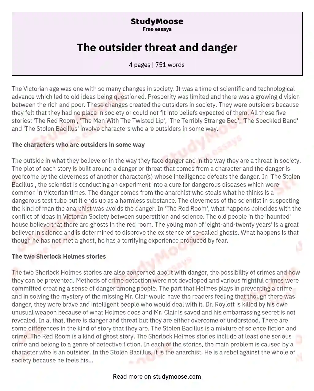 The outsider threat and danger