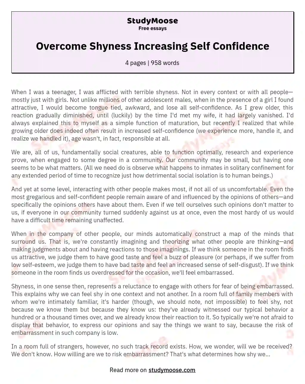 Overcome Shyness Increasing Self Confidence