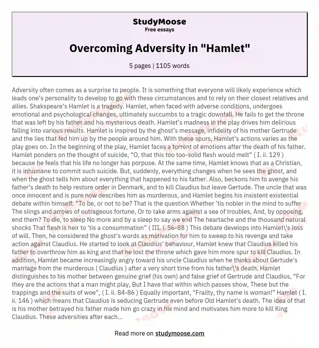 Overcoming Adversity in "Hamlet"