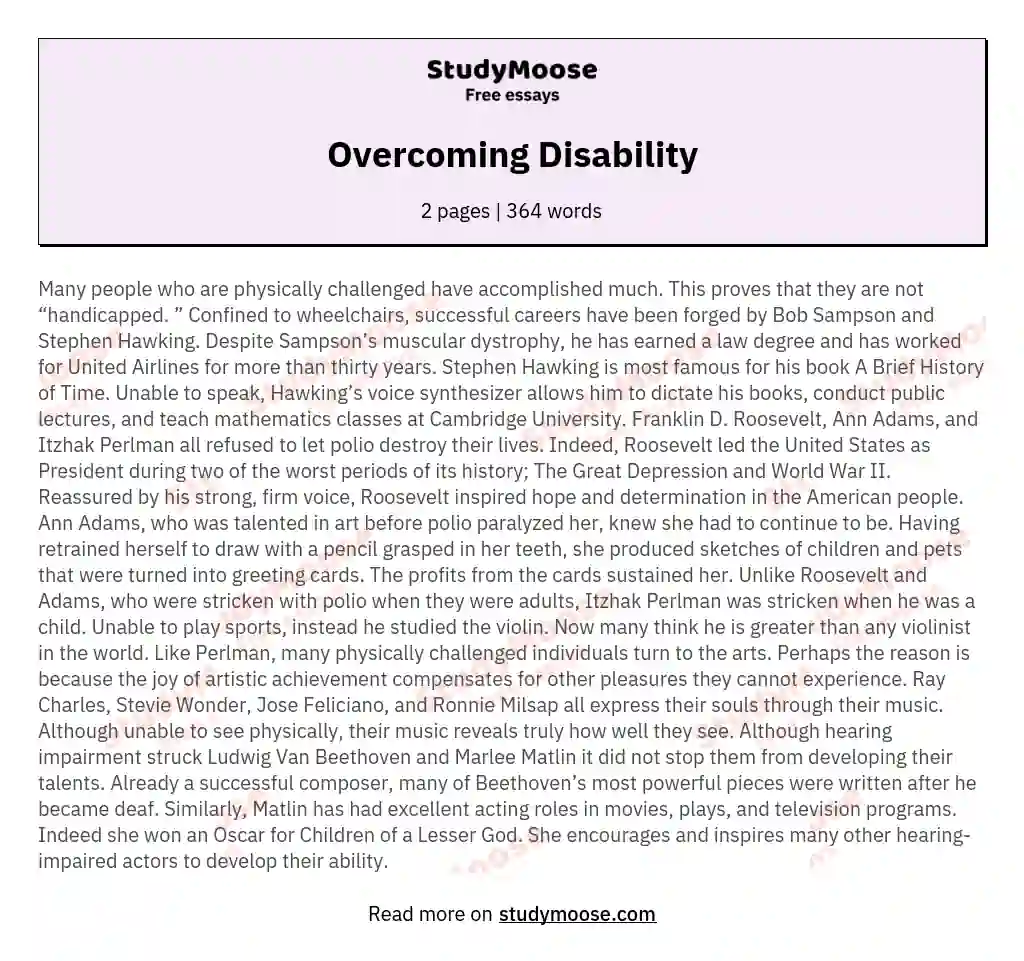Overcoming Disability