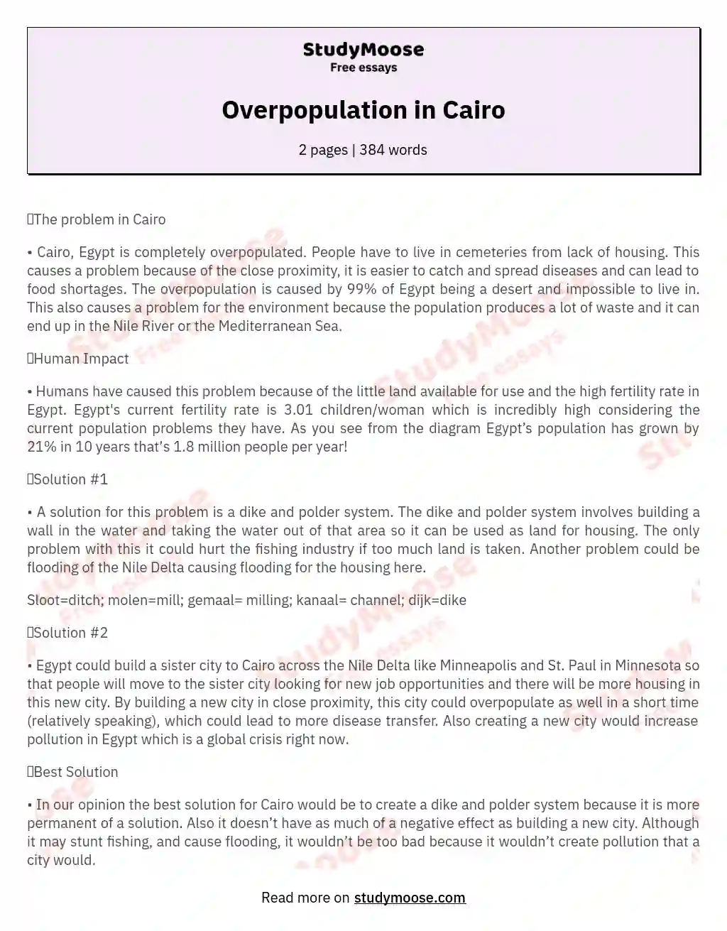 Overpopulation in Cairo