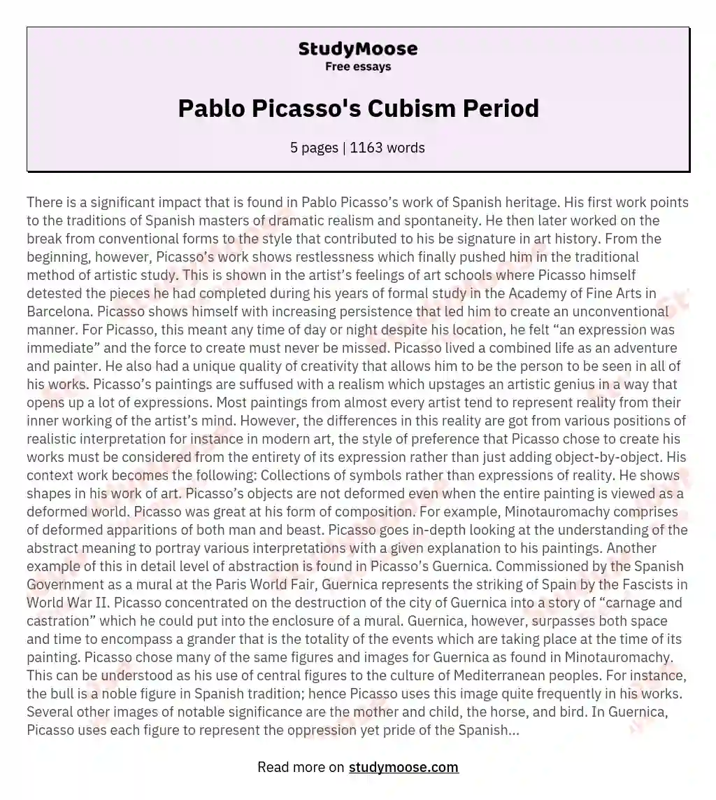 Pablo Picasso's Cubism Period
