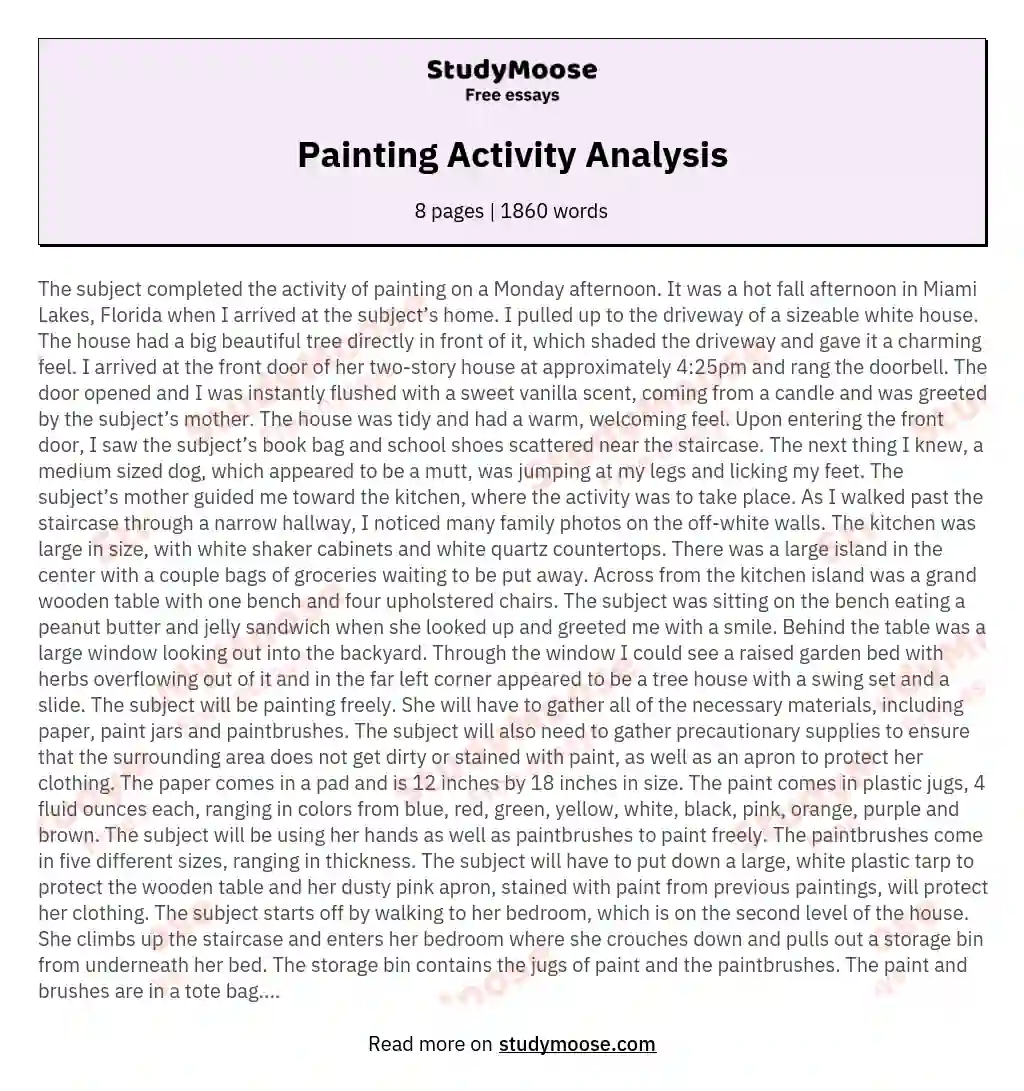 Painting Activity Analysis essay