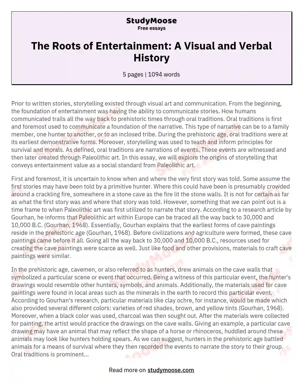 The Roots of Entertainment: A Visual and Verbal History essay