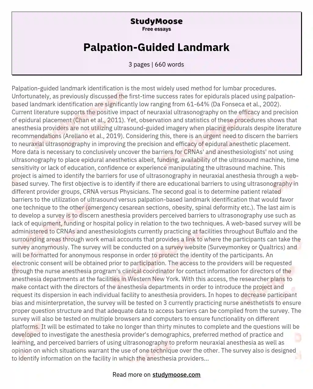 Palpation-Guided Landmark essay