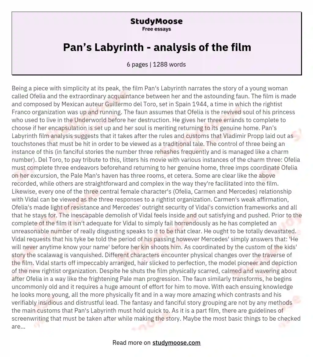 Pan’s Labyrinth - analysis of the film