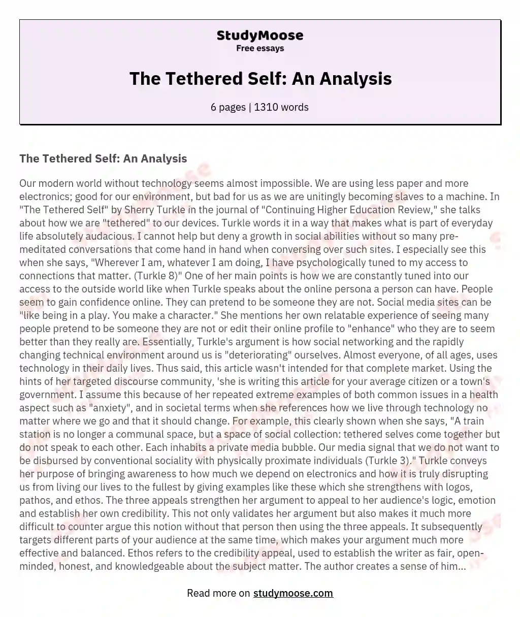 The Tethered Self: An Analysis