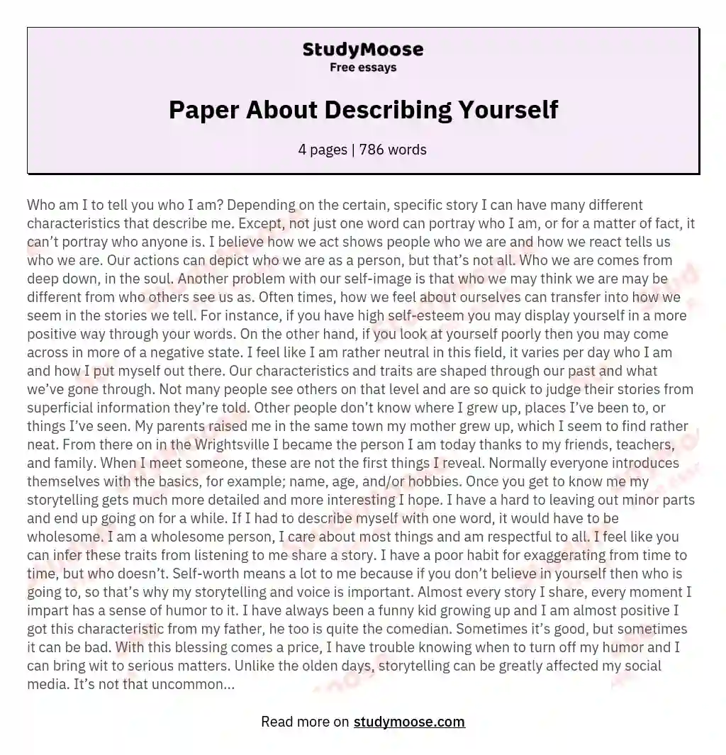 tell us about yourself sample essay