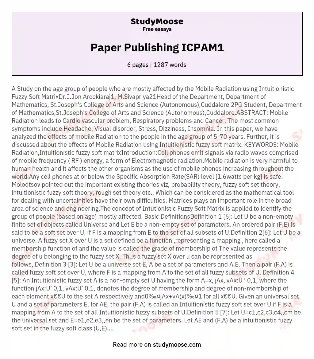 Paper Publishing ICPAM1 essay