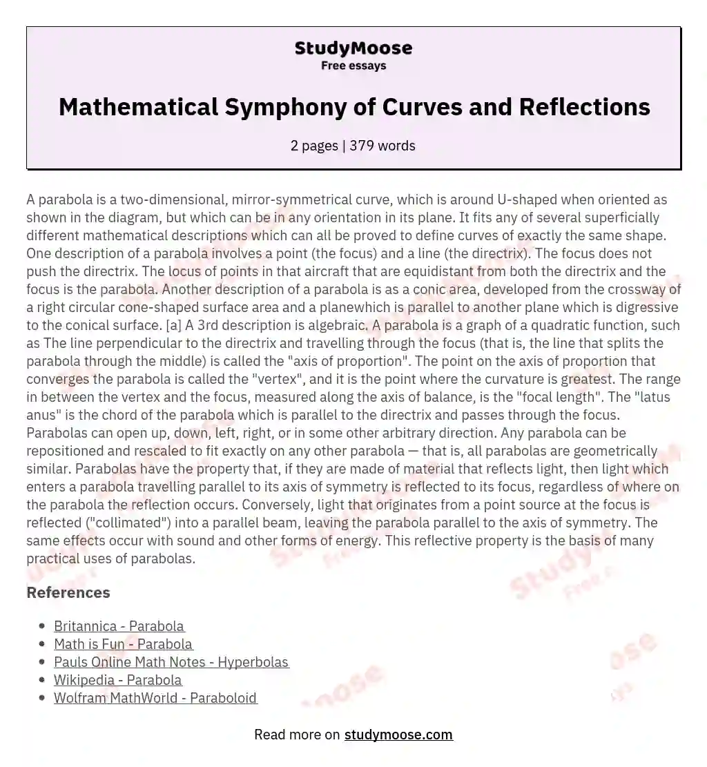 Mathematical Symphony of Curves and Reflections essay