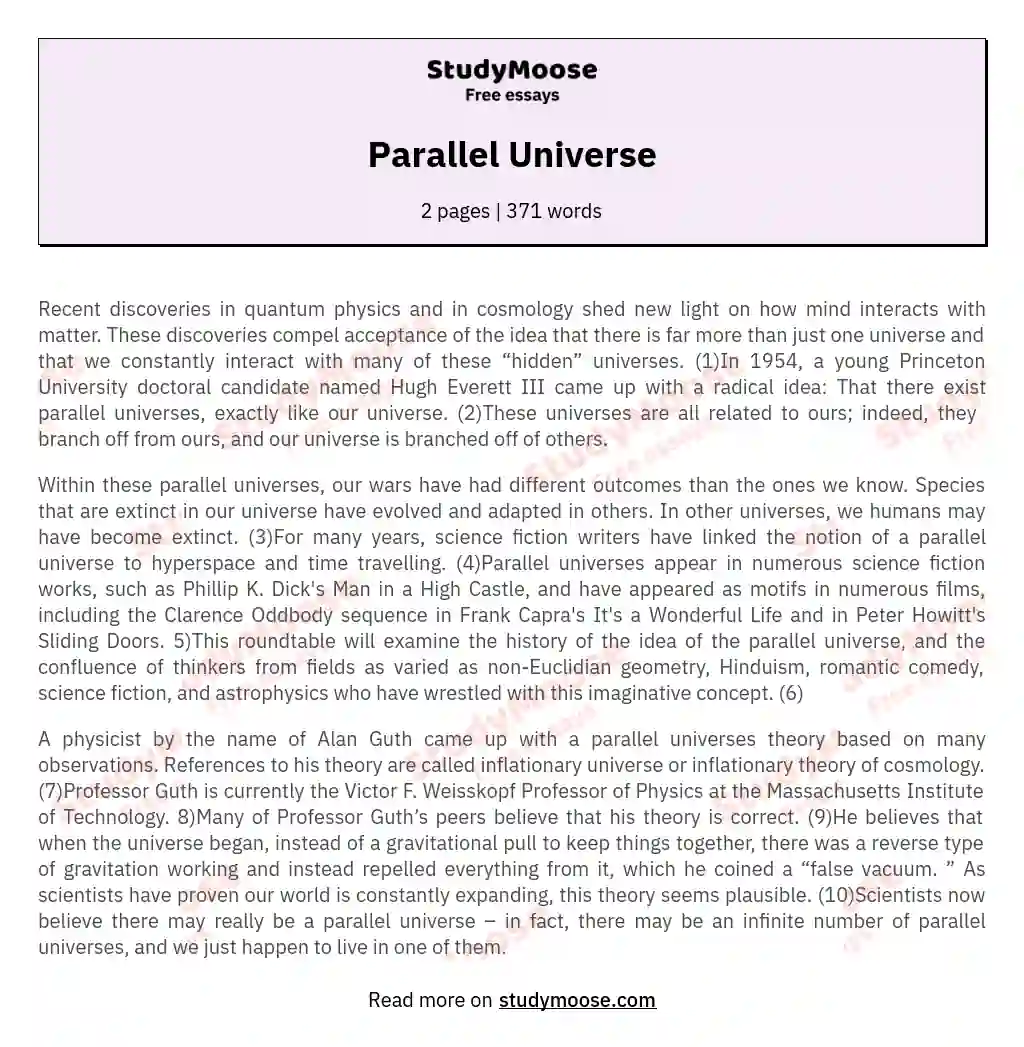 Parallel Universe essay