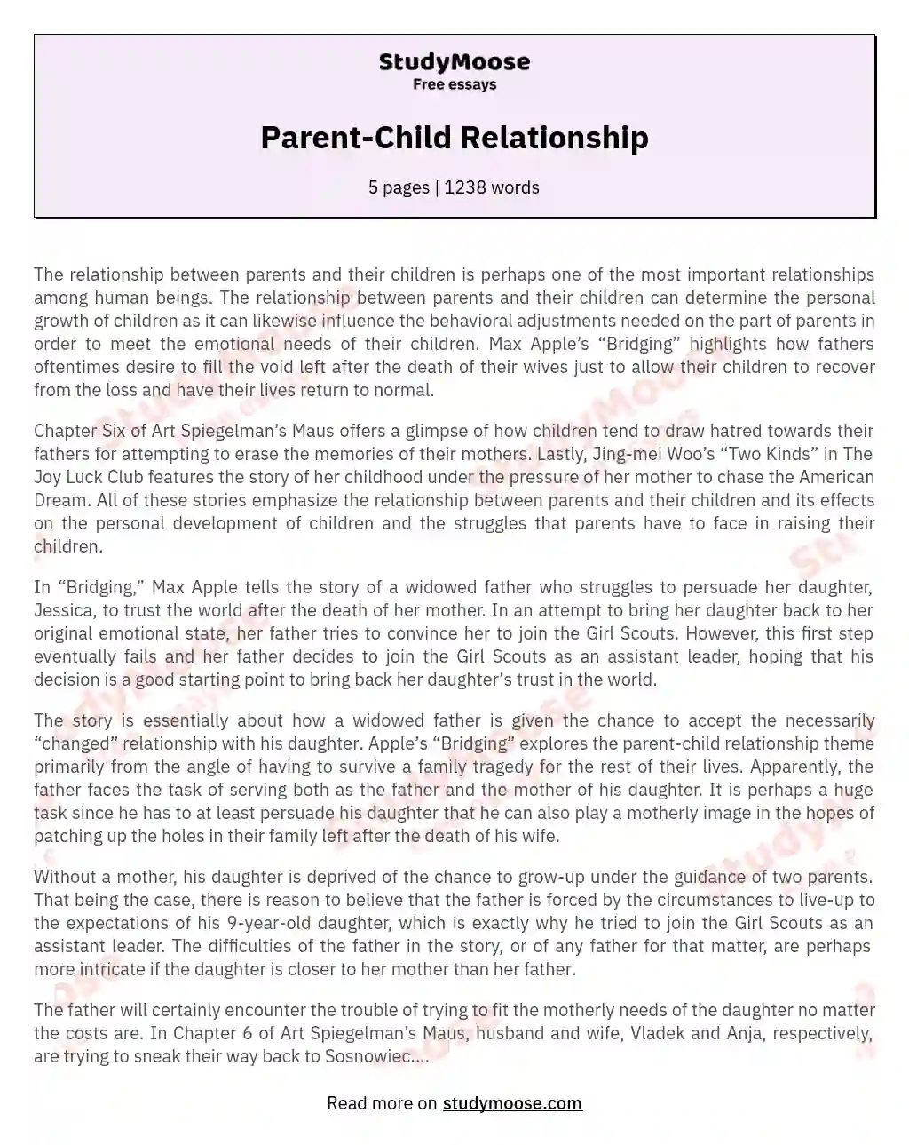 Parent-Child Relationship essay