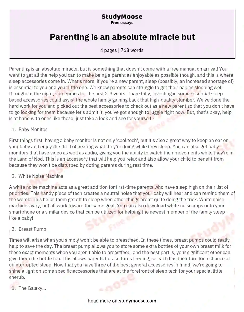 Parenting is an absolute miracle but essay