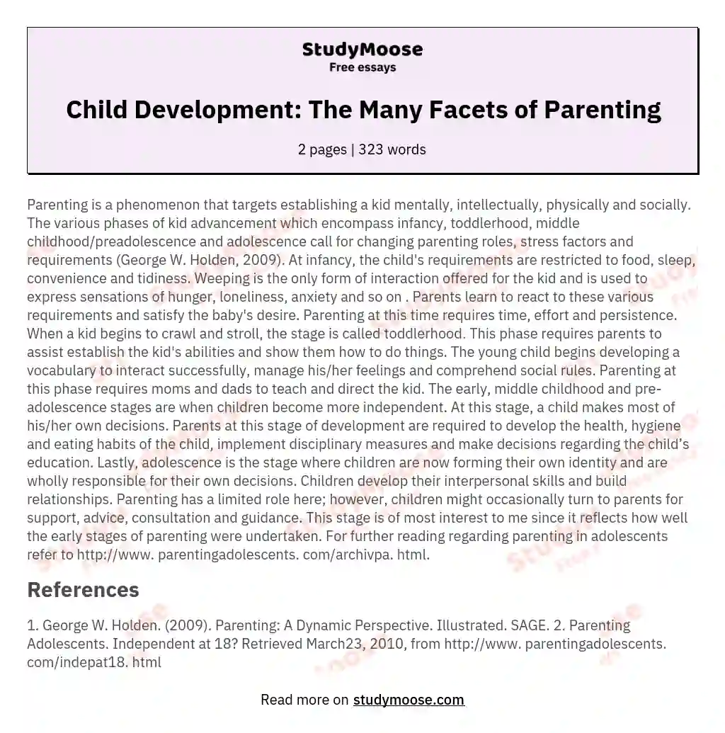 Child Development: The Many Facets of Parenting essay
