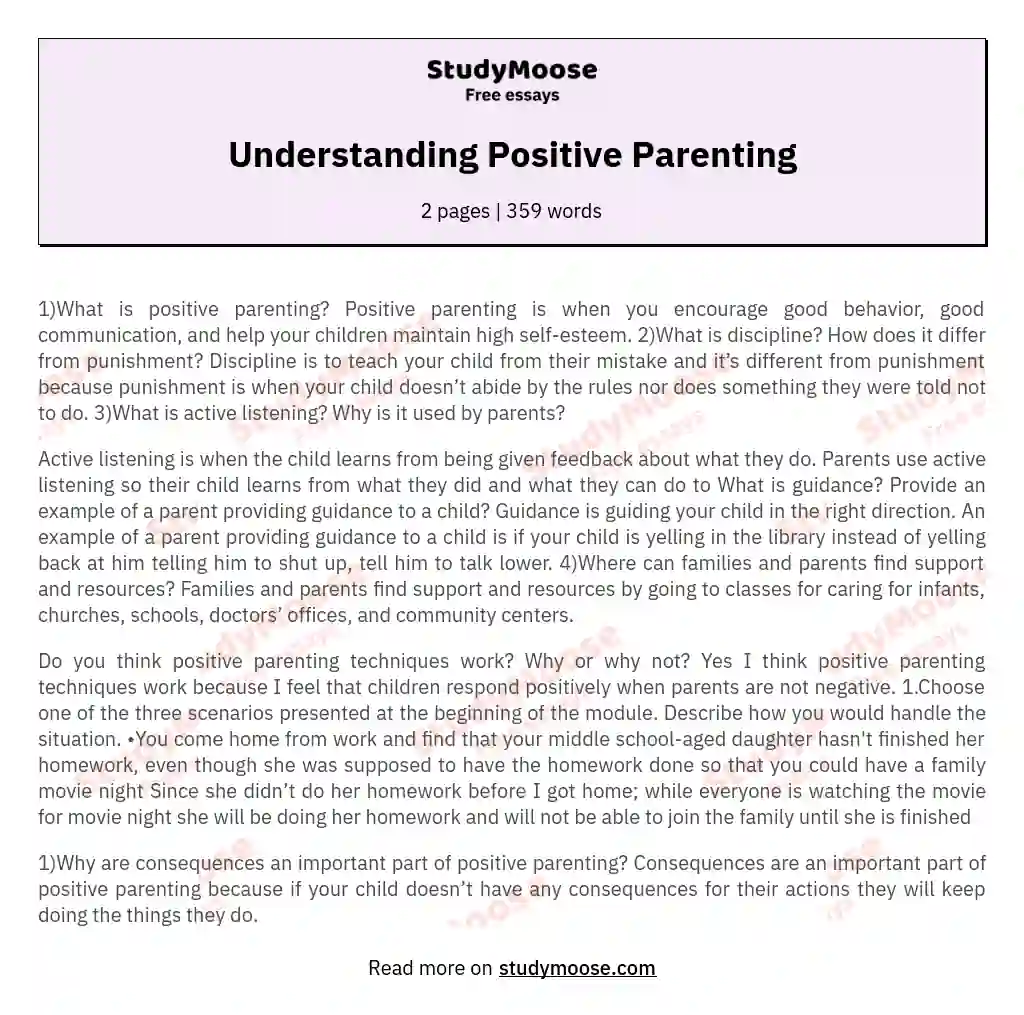 Understanding Positive Parenting essay