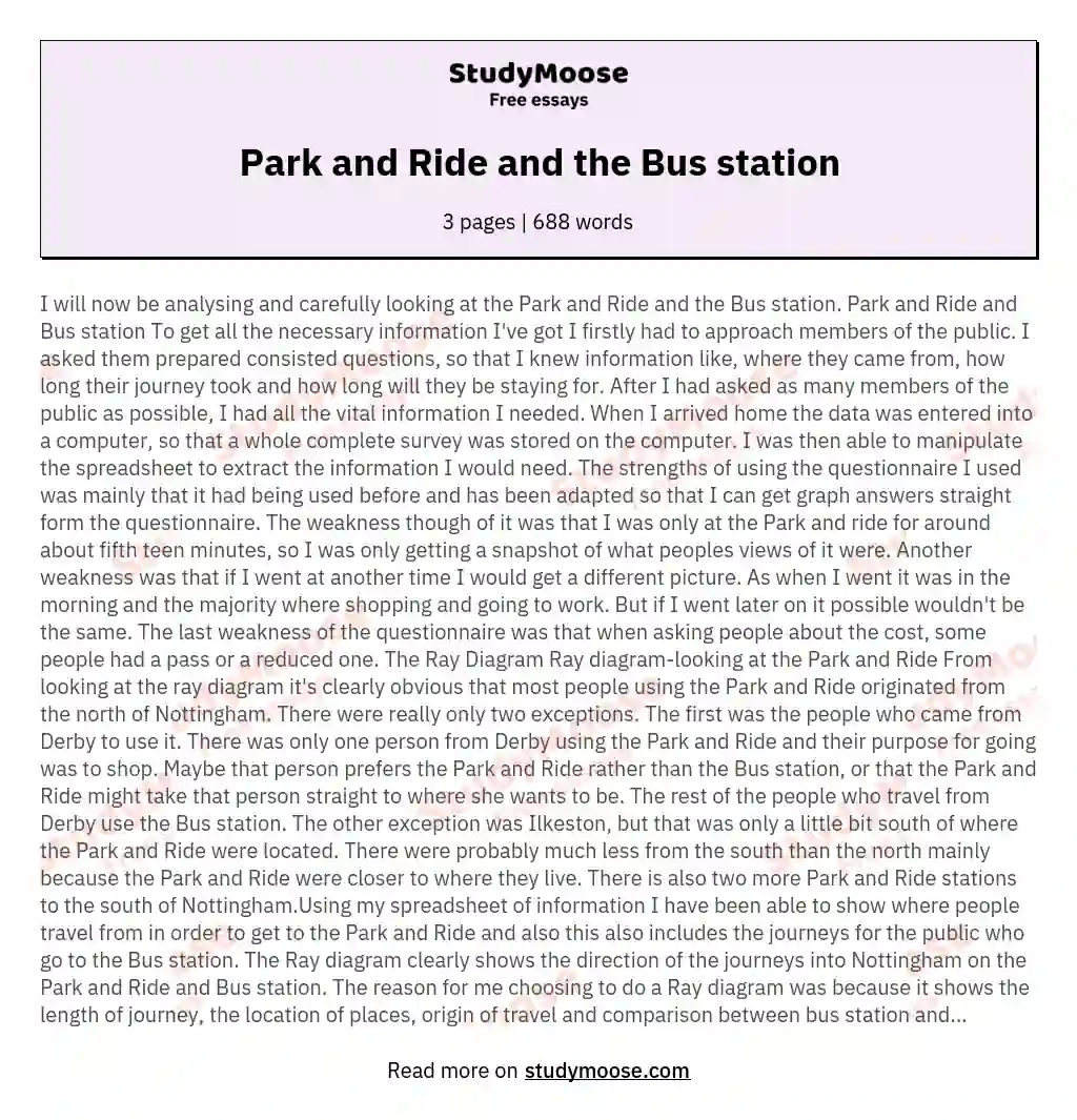 Park and Ride and the Bus station essay