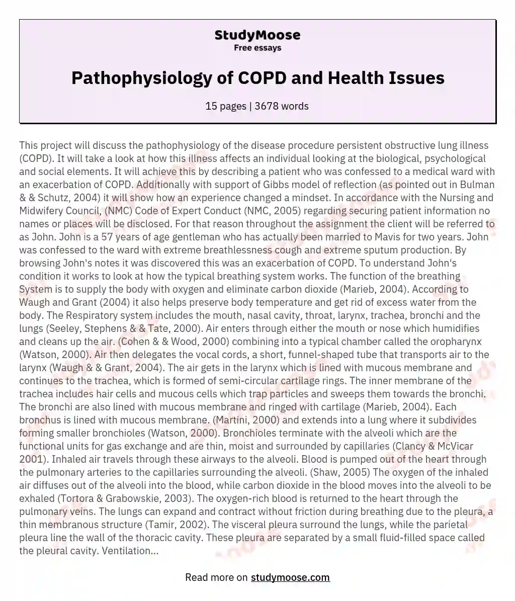 Pathophysiology of COPD and Health Issues