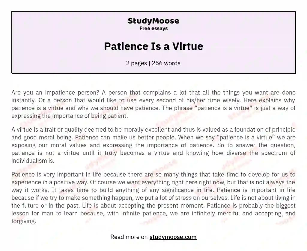 Patience Is a Virtue essay