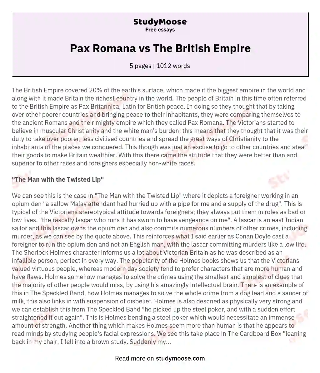 Pax Romana vs The British Empire essay