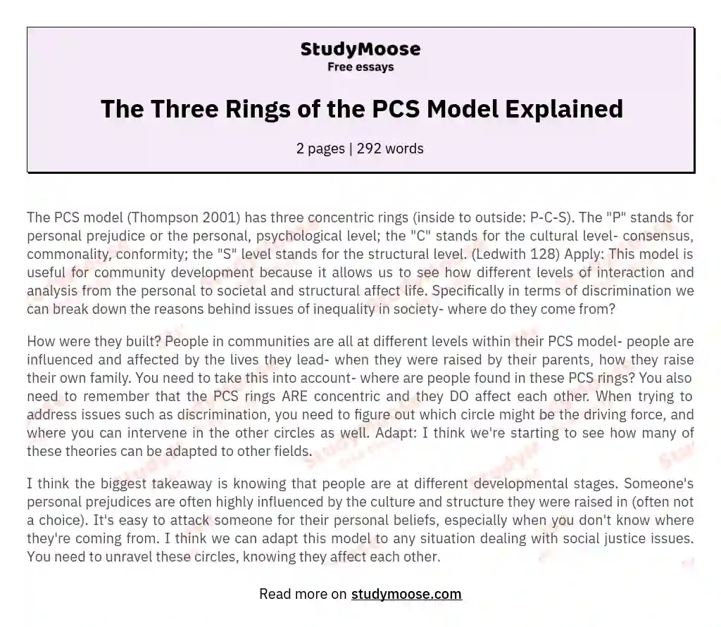 The Three Rings of the PCS Model Explained essay