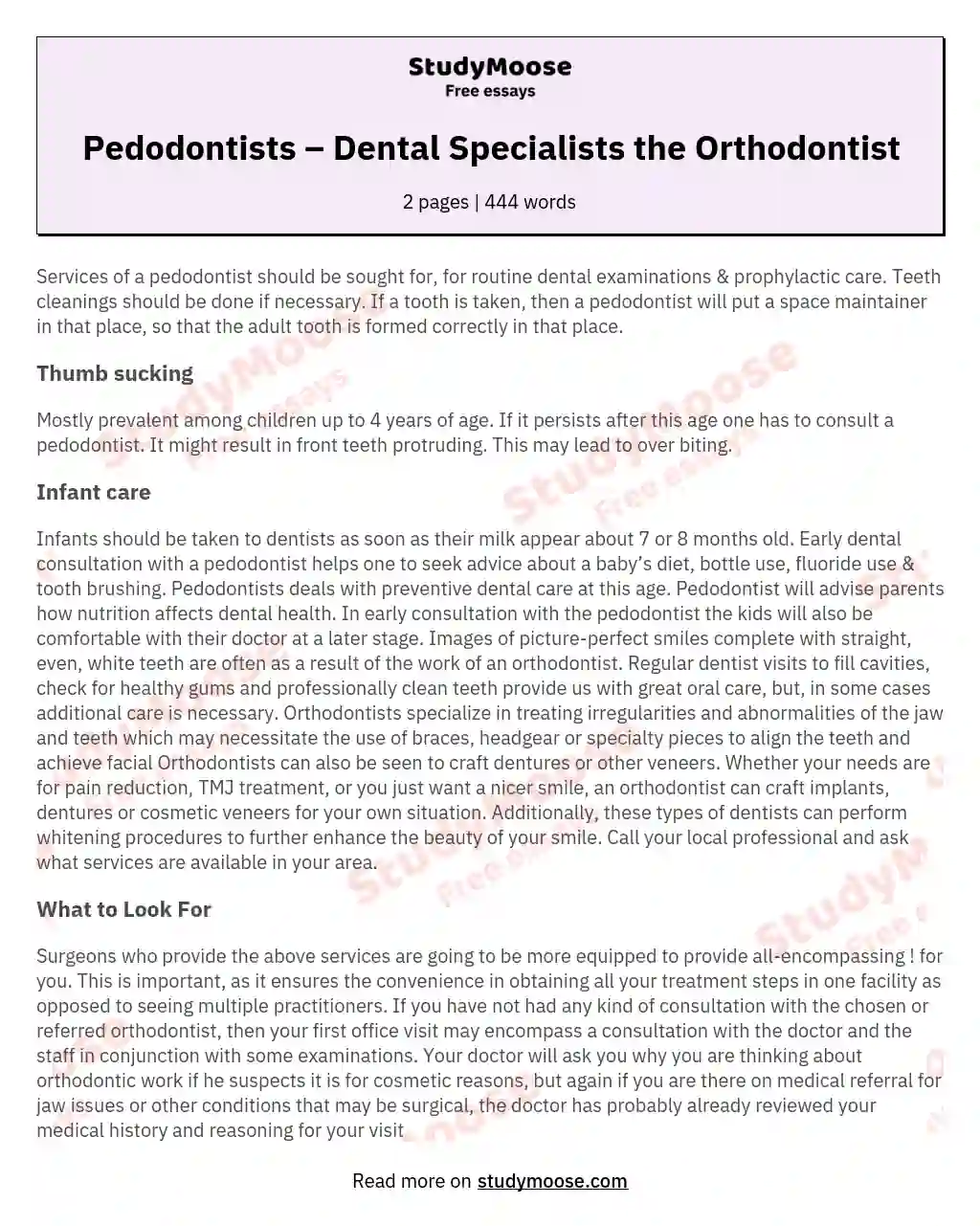 Pedodontists – Dental Specialists the Orthodontist essay