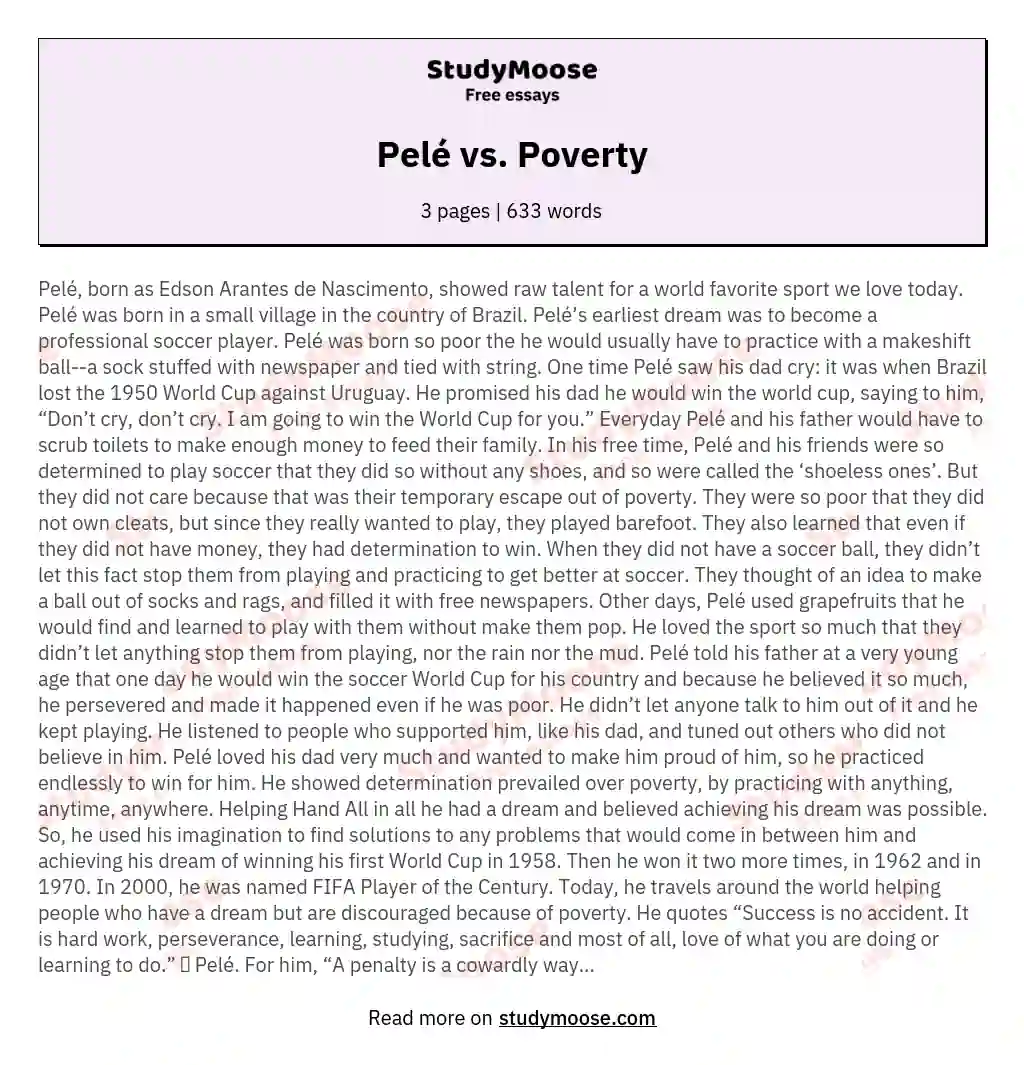 Pelé vs. Poverty essay