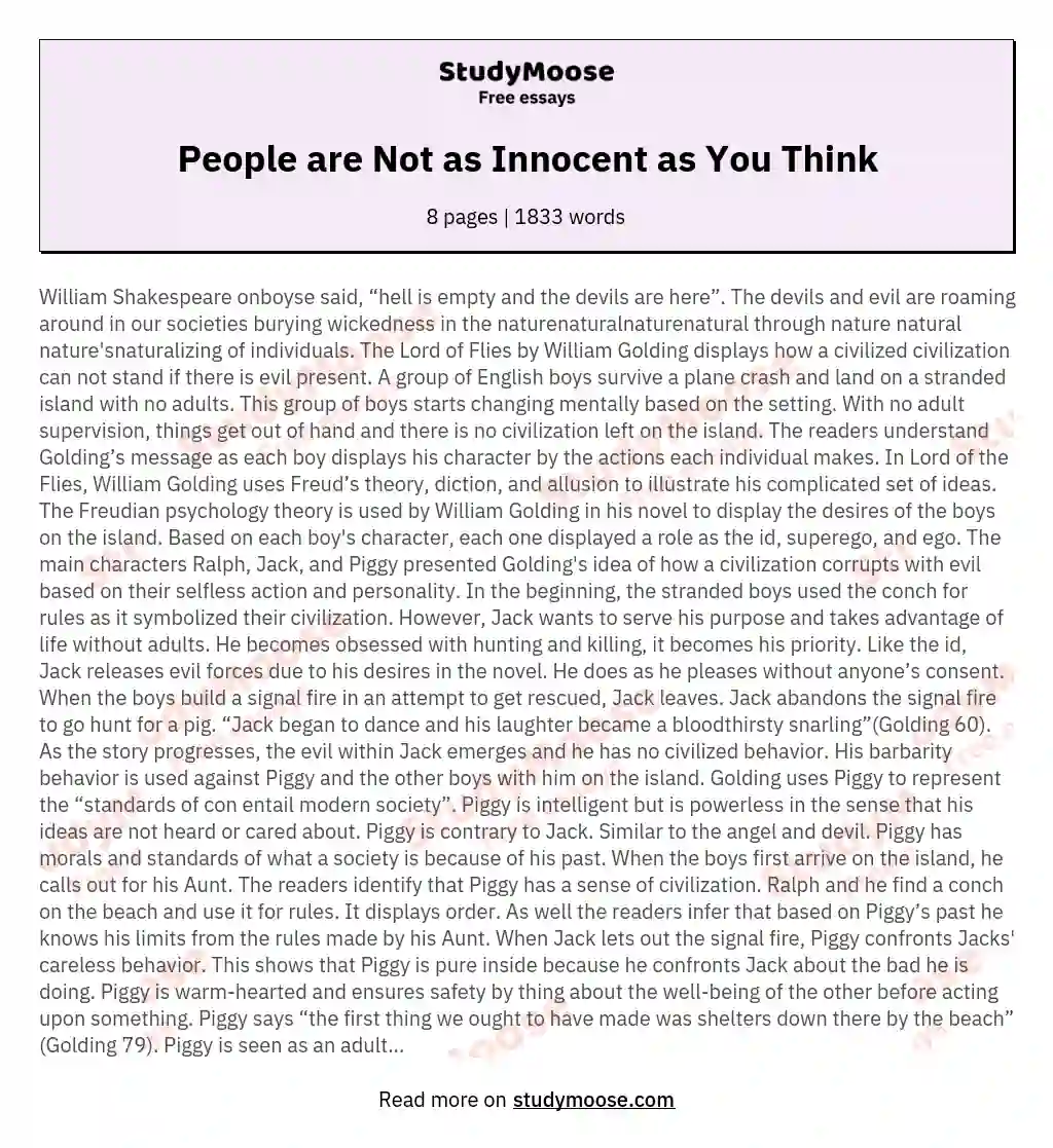 People are Not as Innocent as You Think essay