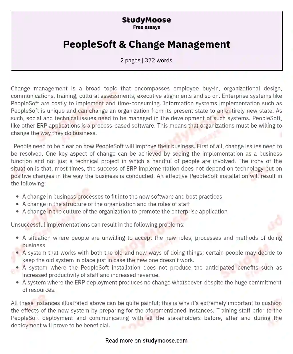 PeopleSoft &amp; Change Management