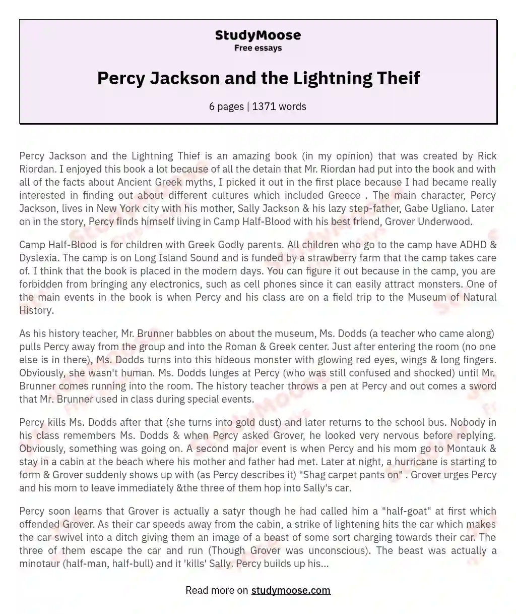Percy Jackson and the Lightning Theif