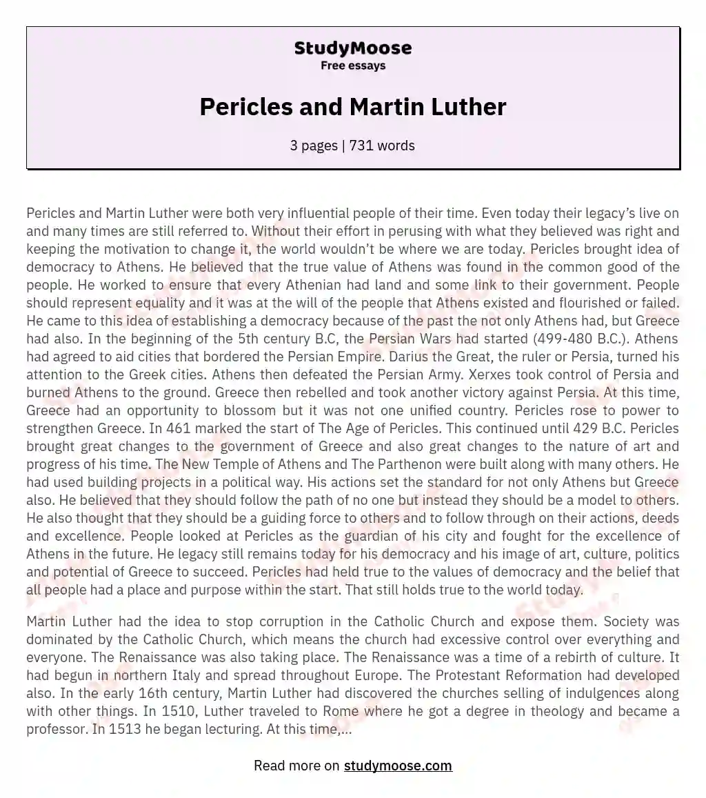 Pericles and Martin Luther