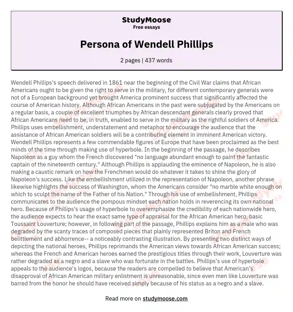 Persona of Wendell Phillips