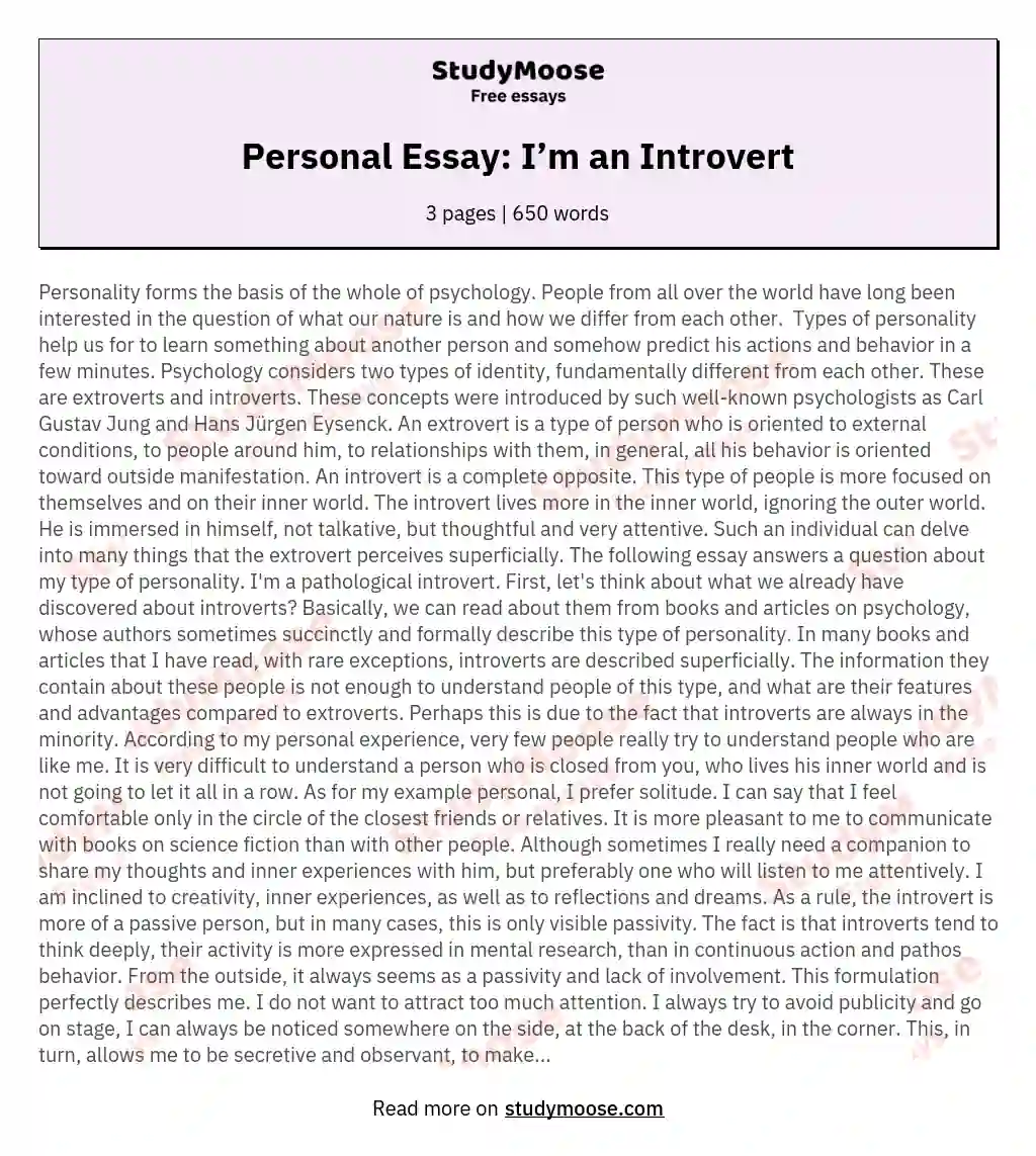 i'm an introvert person essay