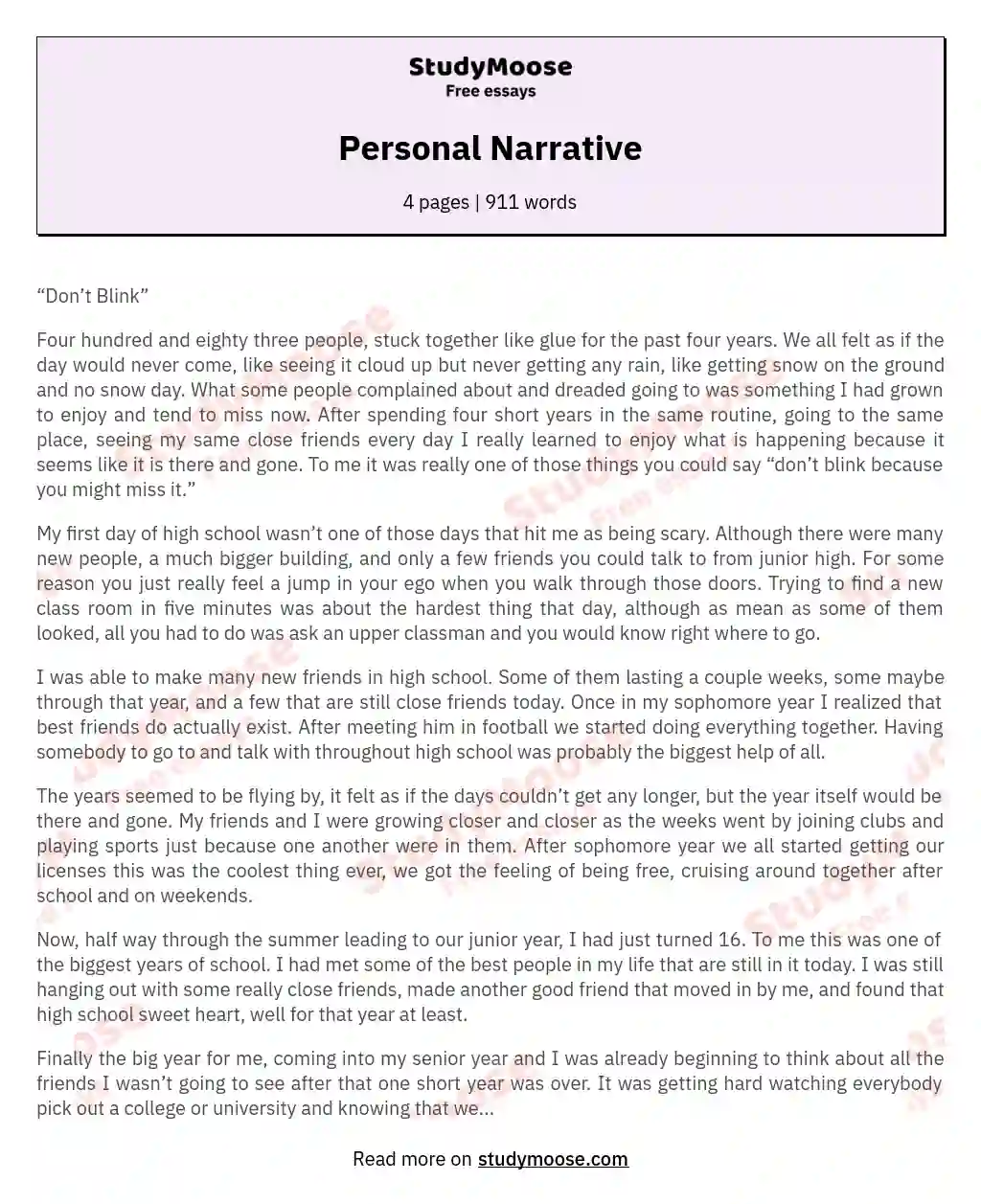 best personal narrative essays