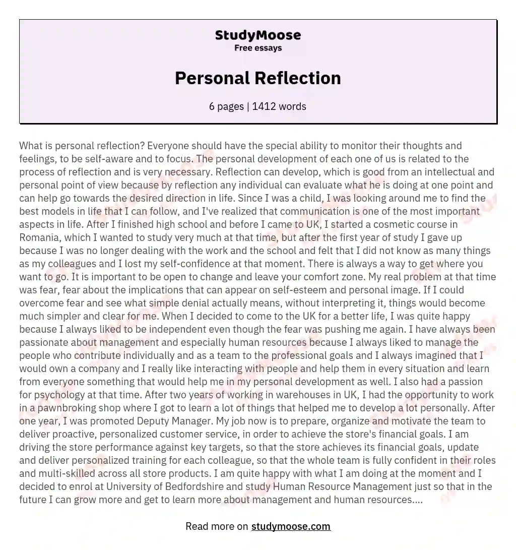 personality development reflective essay