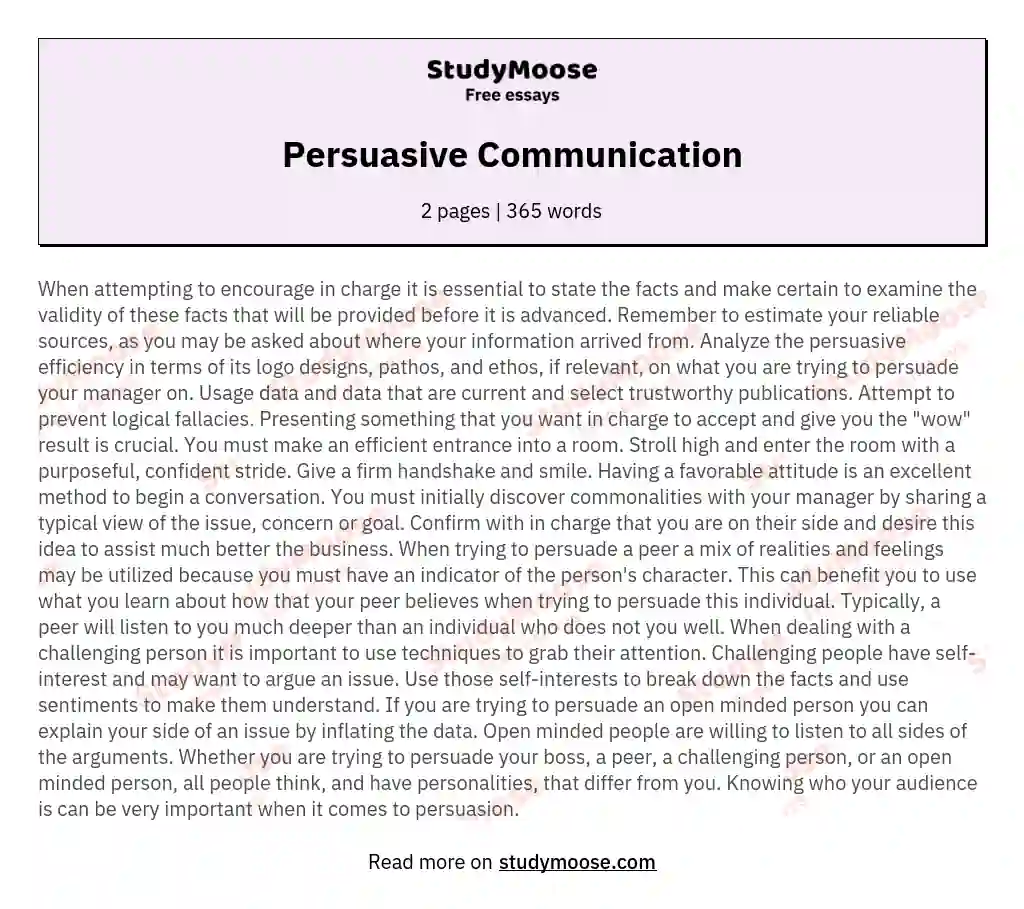 Persuasive Communication essay