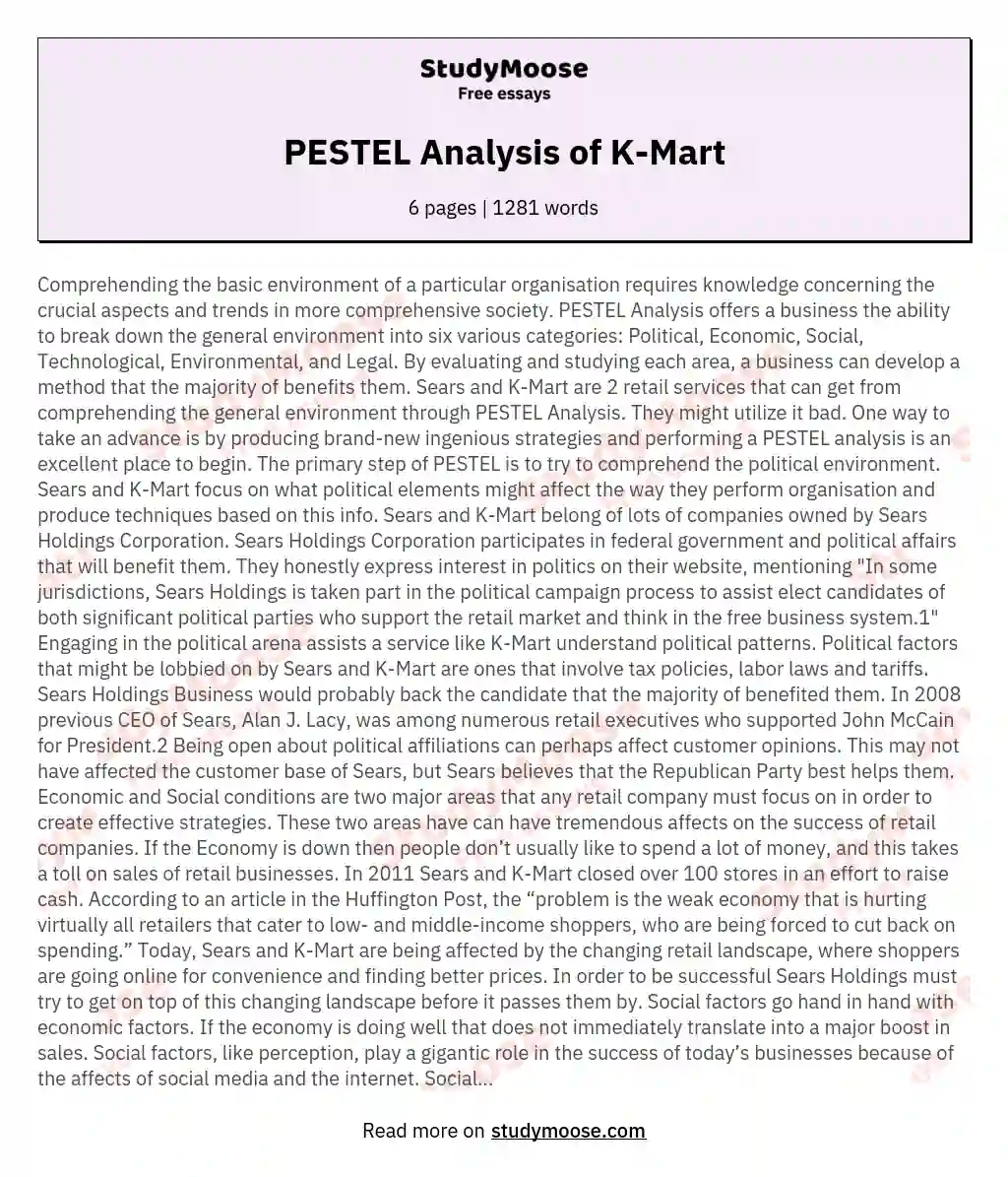 PESTEL Analysis of K-Mart