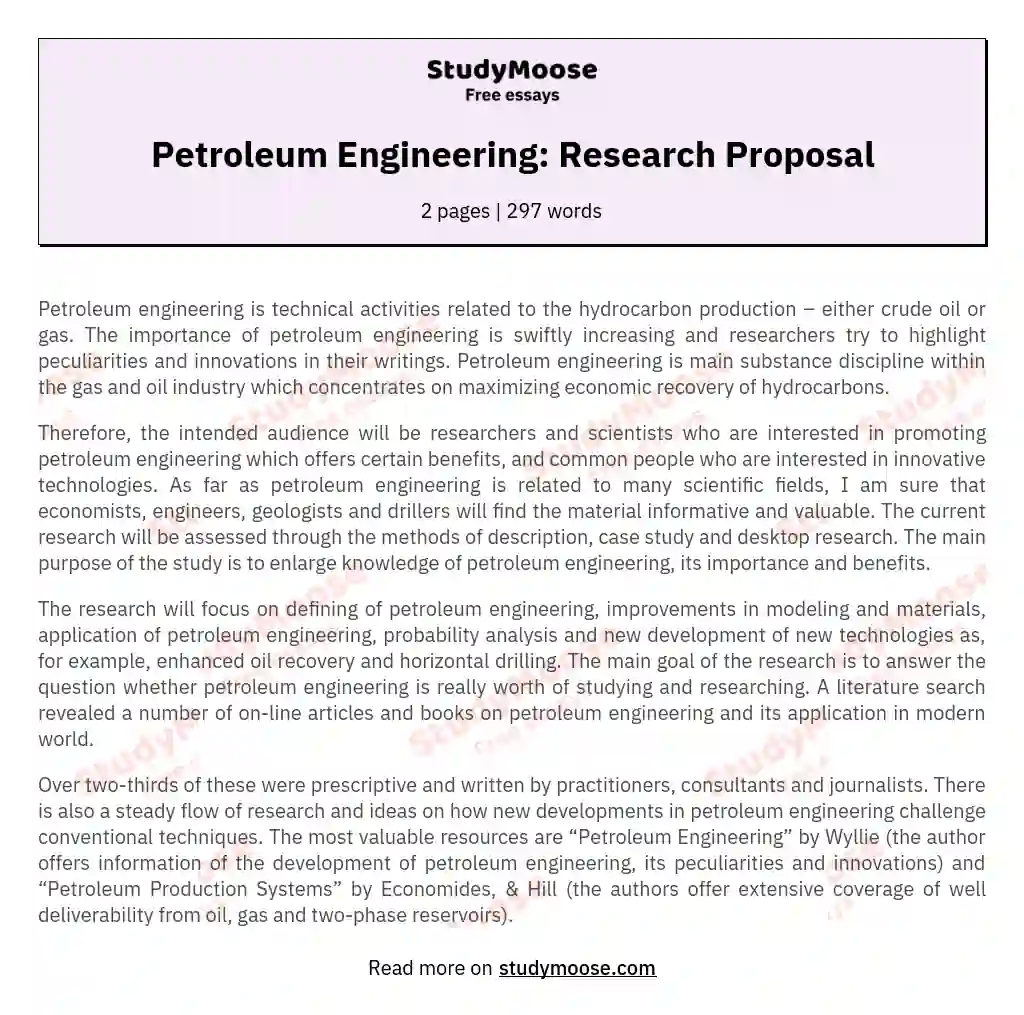 petroleum engineering thesis proposal