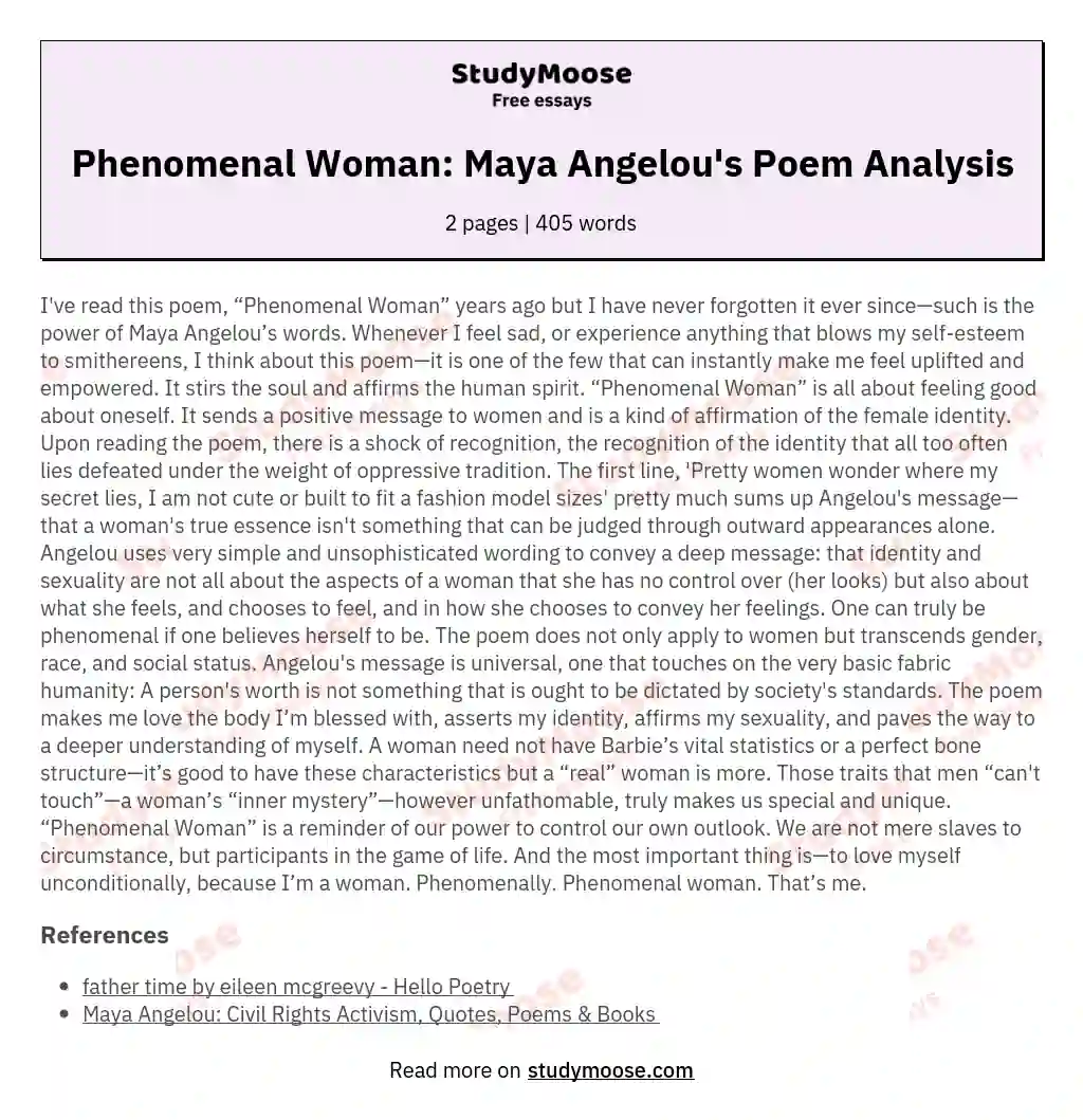 phenomenal woman analysis