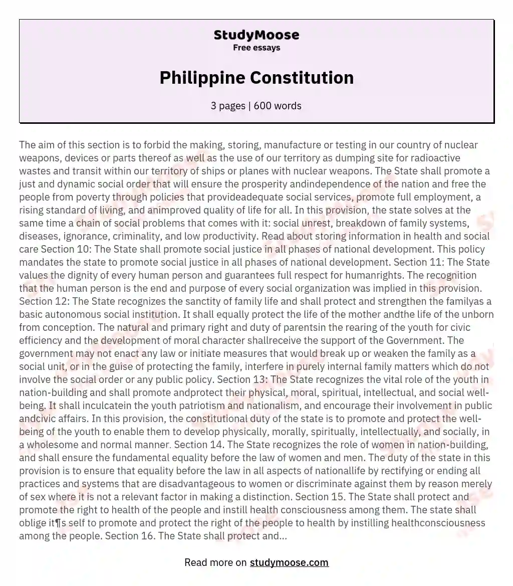 Philippine Constitution essay