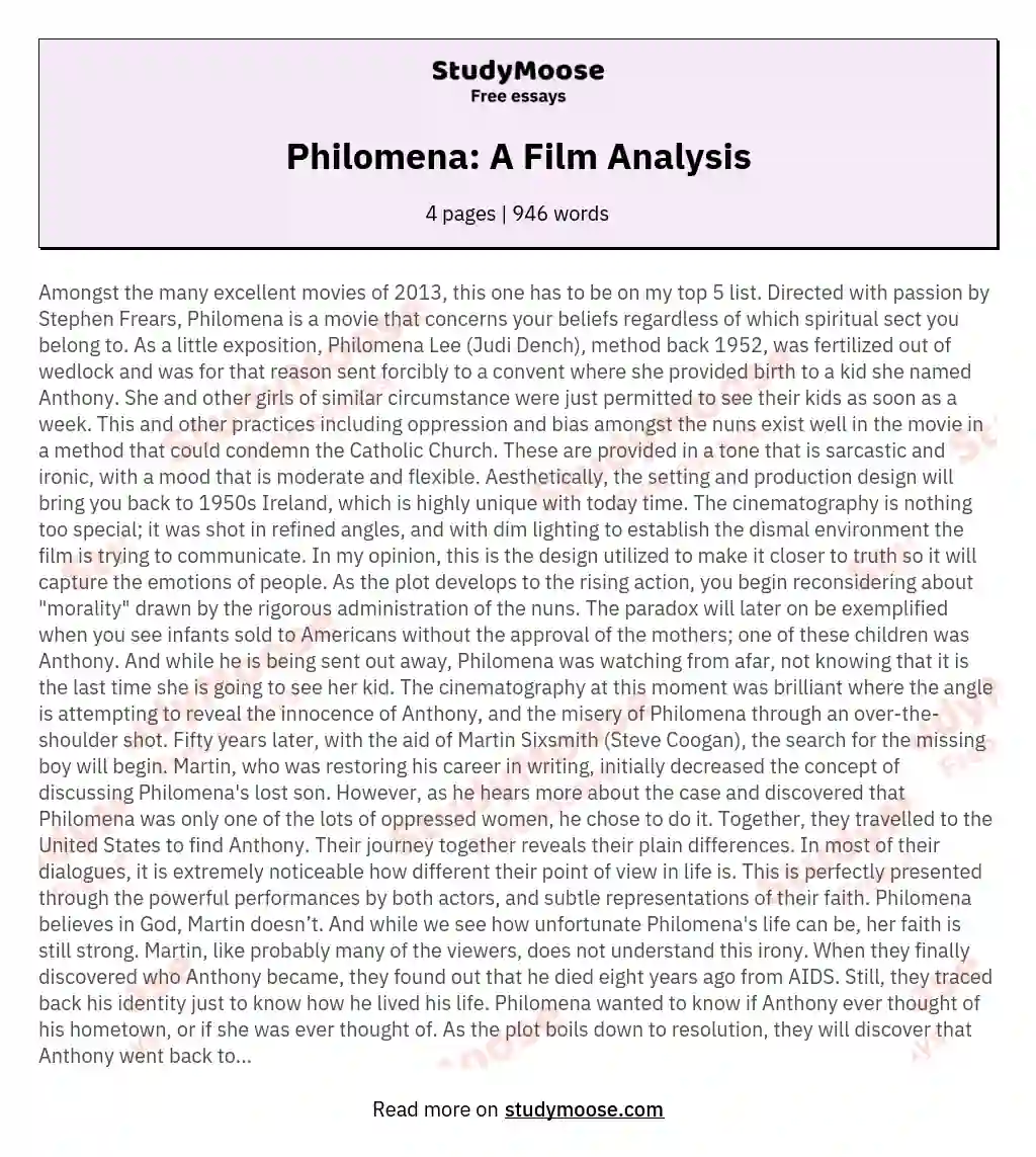 Philomena: A Film Analysis essay