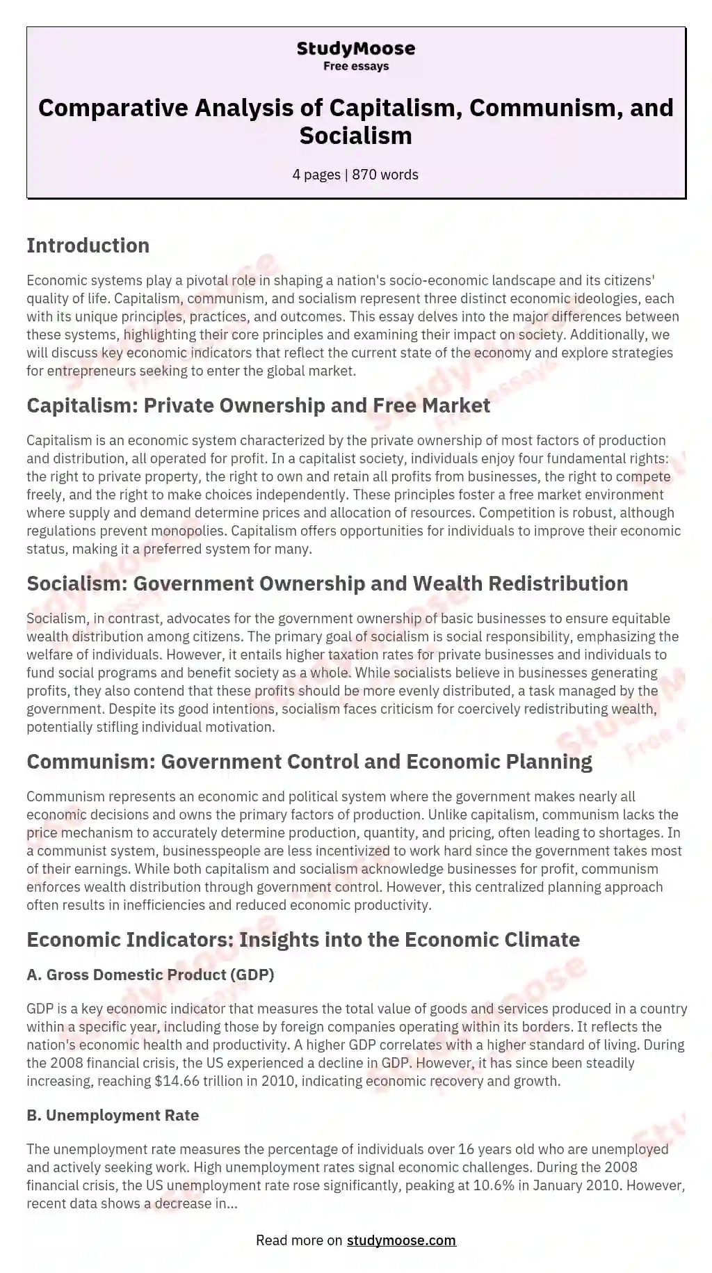 capitalism vs communism essay