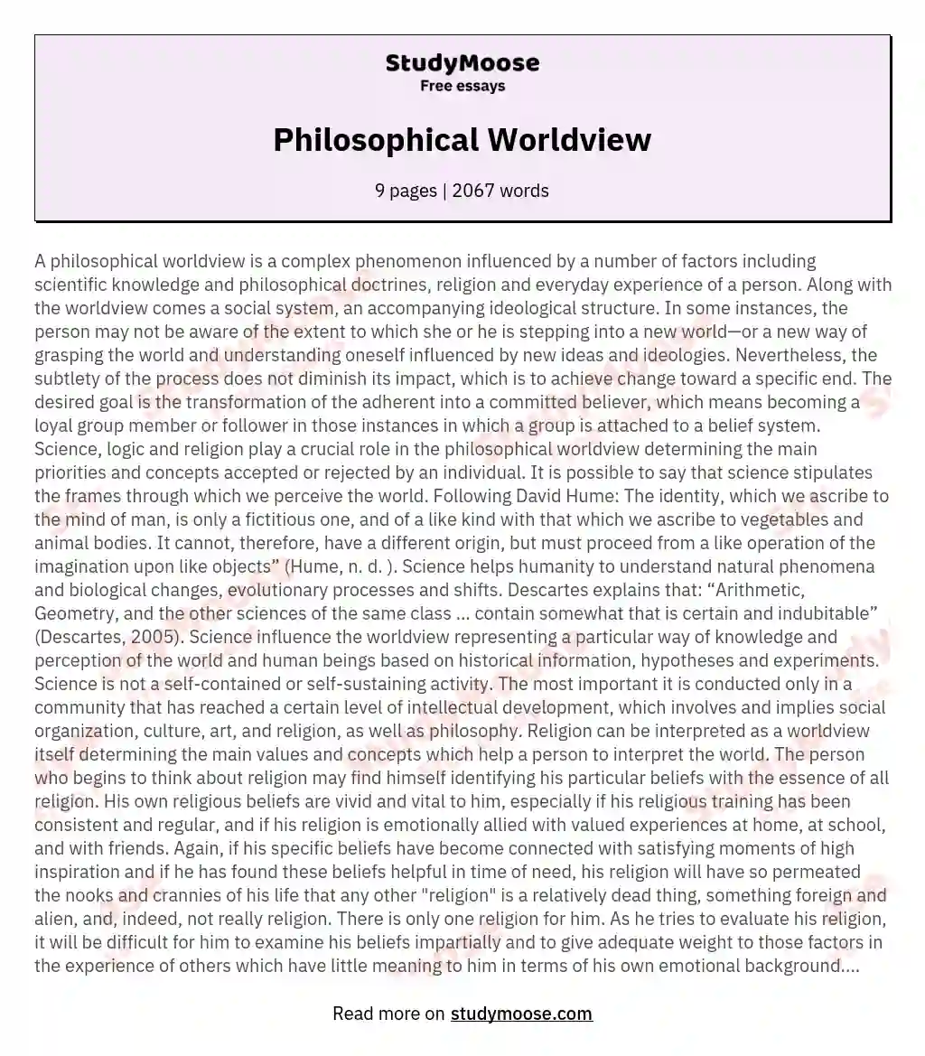 Philosophical Worldview essay