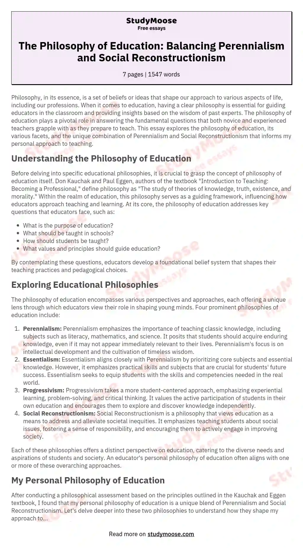 progressivism in education essay