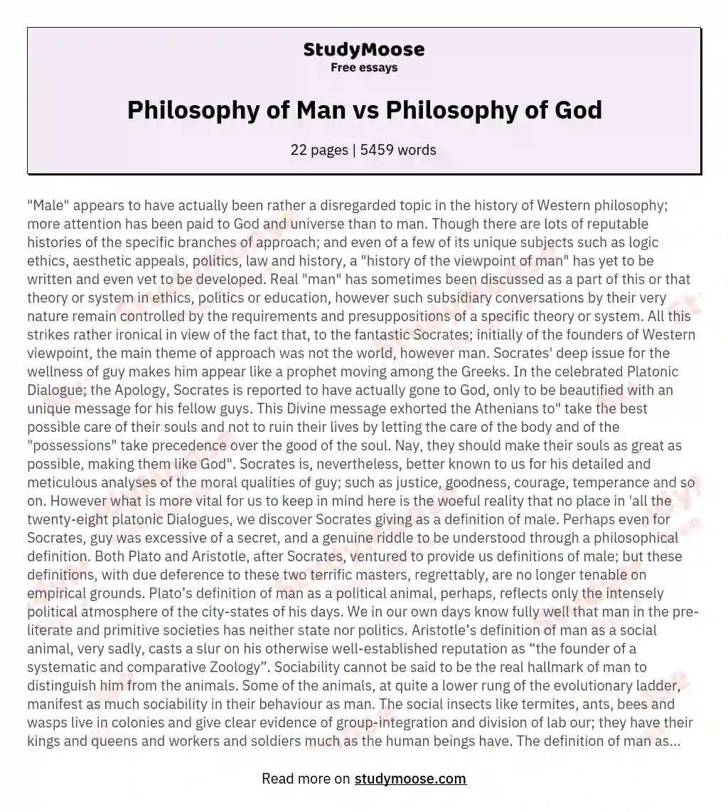 Philosophy of Man vs Philosophy of God
