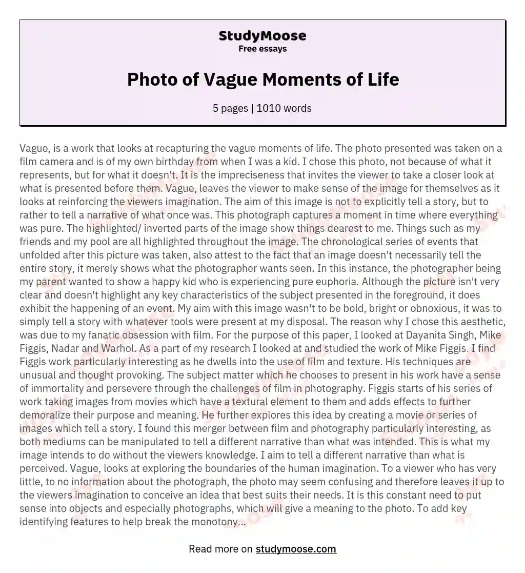 Photo of Vague Moments of Life