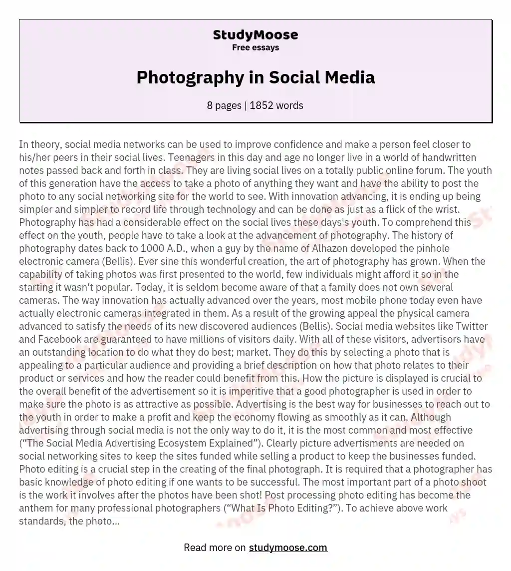 Photography in Social Media essay
