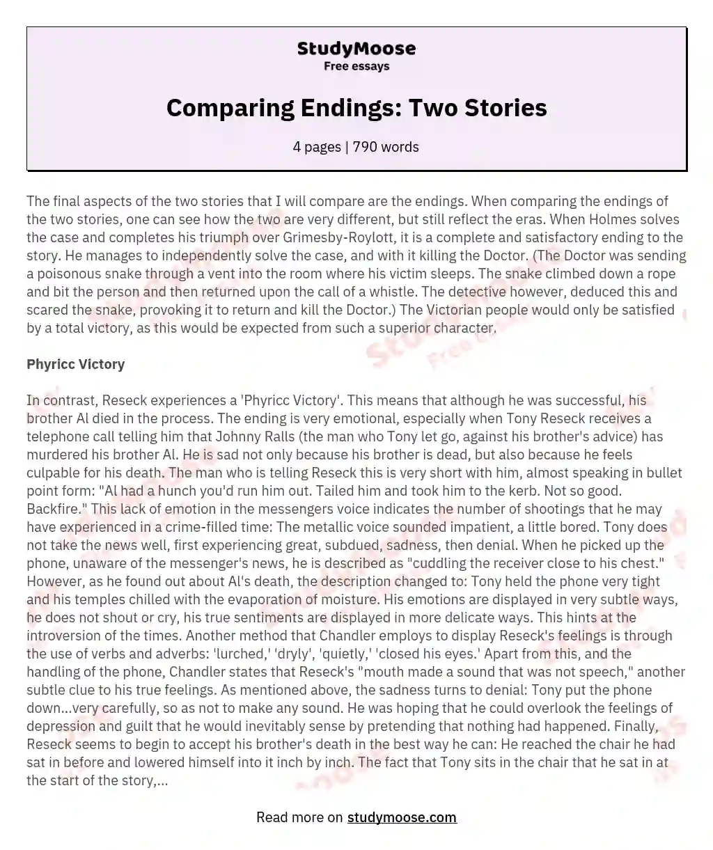 Comparing Endings: Two Stories essay