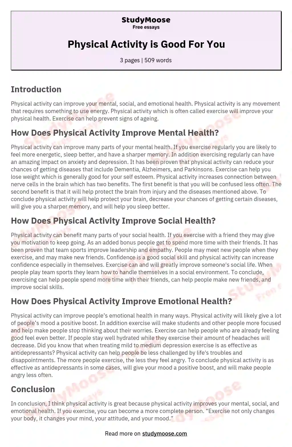 essay physical activity